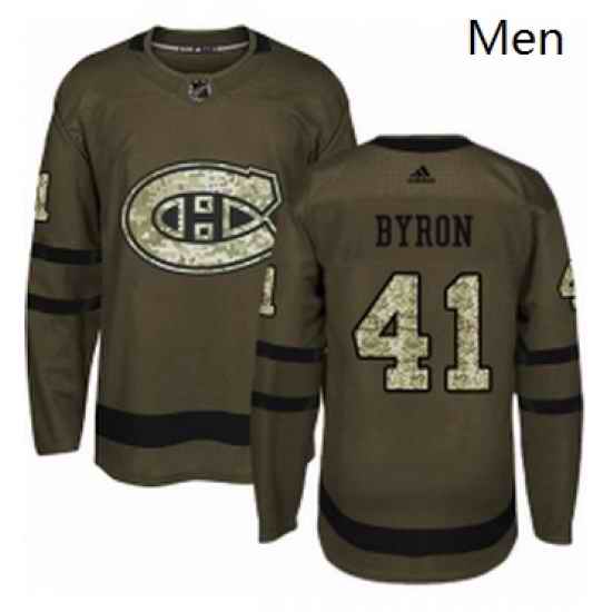 Mens Adidas Montreal Canadiens 41 Paul Byron Authentic Green Salute to Service NHL Jersey